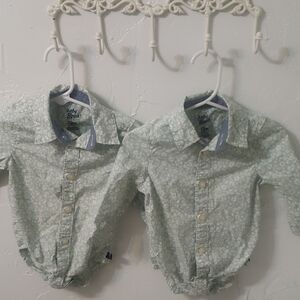 OshKosh B'gosh Light Green Floral Button Down Shirt